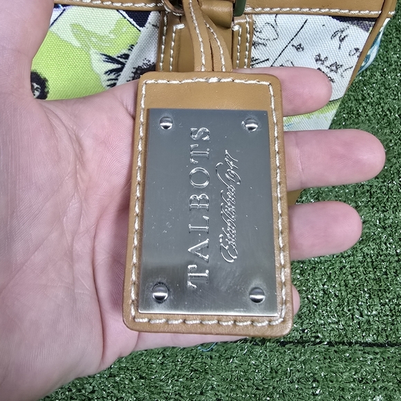 TALBOTS | POSTCARD RESORT CRUISE LARGE TRAVEL SATCHEL COTTON CANVAS VEGAN BAG - Picture 6 of 16